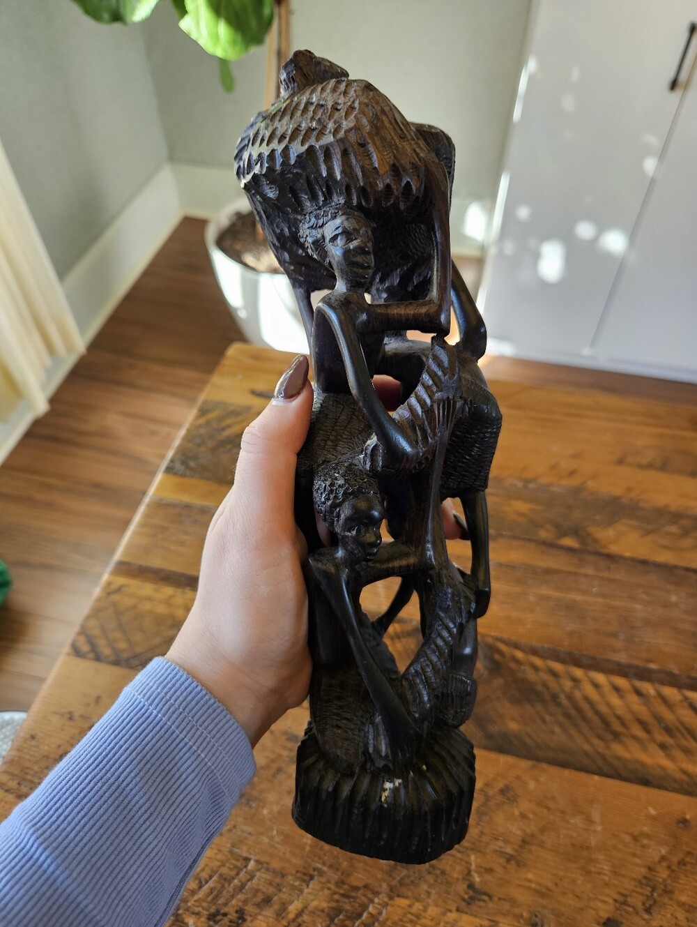 Vintage Makonde Tree of Life Sculpture,  Hand Carved Ironwood